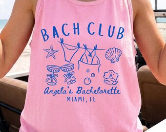 Custom Bach Club Bachelorette Comfort Colors Tank Top, Beach Bach Party Tank, Bride Squad Vacation Shirt