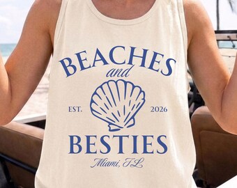 Custom Beach Besties Tank Top, Comfort Colors Girls Trip Tank, Coastal Vacation Shirt, Beach Friends Vacation Tank