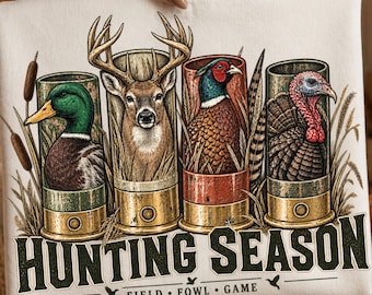 Sezon polowań PNG, projekt vintage Hunting Wildlife (pobieranie cyfrowe)