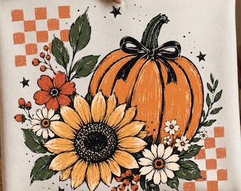 Pumpkin Sunflower PNG, Fall Floral PNG, Autumn Pumpkin PNG, Coquette Fall (Digital Download)