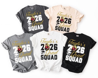 Grad Squad PNG Family Matching Graduation Shirts Custom Name Photo Design (digital download)