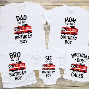 Fire Truck Birthday PNG, Firefighter Birthday Boy Shirts, Family Matching Birthday PNG, Fireman Party Design, Personalized Fire Truck Set