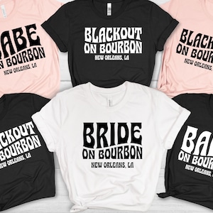 Bride on Bourbon PNGバンドル、Blackout on Bourbon Bach Party、ニューオーリンズの独身パーティーシャツ、Retro Girls Trip PNG、NOLA Bride Squadファイル