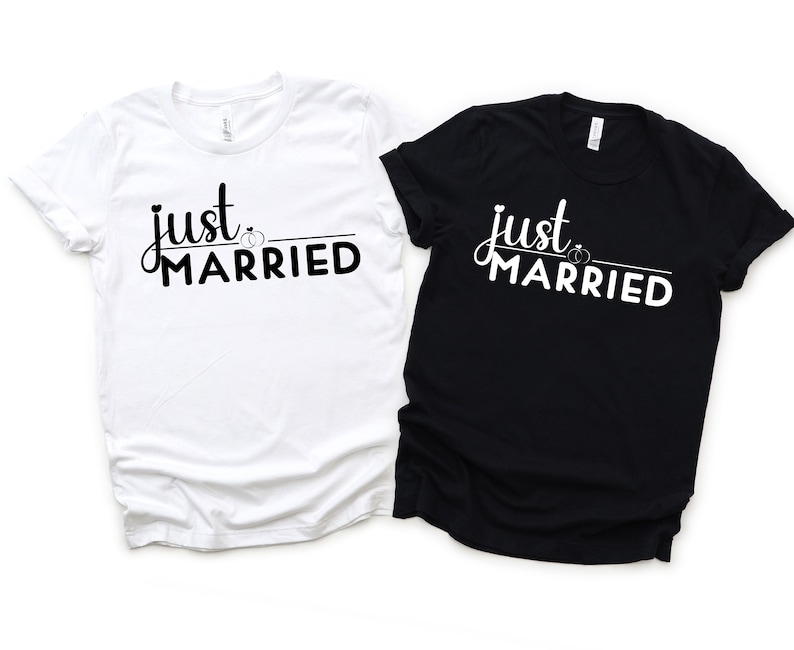Just Married PNG, Wife and Husband, Couple Shirts, Honeymoon PNG, Matching shirts, Wife and Husband, Bride and Groom PNG, His and Hers, Mr and Mrs,  Newlywed PNG, Honeymoon Bound