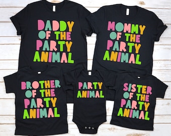 Party Animal Birthday PNG, Family Matching Shirt Designs (Digital Download)