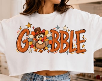 Thanksgiving PNG, Cute Turkey Gobble Fall Design (digital download)