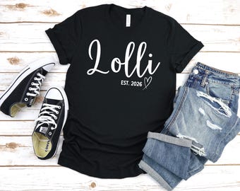 Lolli Est. 2026 PNG, Diseño de camiseta para abuela, Anuncio de llegada de bebé (Descarga digital)