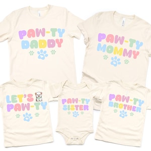 Let's Pawty Birthday Group png, Passende Geburtstags-Shirts png, Hundepfote, Tier-Geburtstagsparty png, Welpen-Geburtstag png, Familien-Geburtstag png