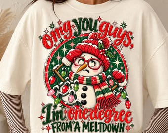 Funny Christmas PNG, Snowman Meltdown Holiday Design (digital download)