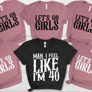40e anniversaire png, chemises de fête d'anniversaire, Lets Go Girls, anniversaire de Nashville, chemises de groupe, anniversaire Western, anniversaire 1985, équipe d'anniversaire