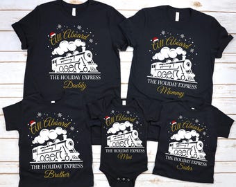 Holiday Express Train PNG, Family Christmas Shirt Design (Digital Download)