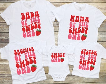 Sweet One Birthday PNG, Strawberry Theme, Family Shirts (Digital Download)