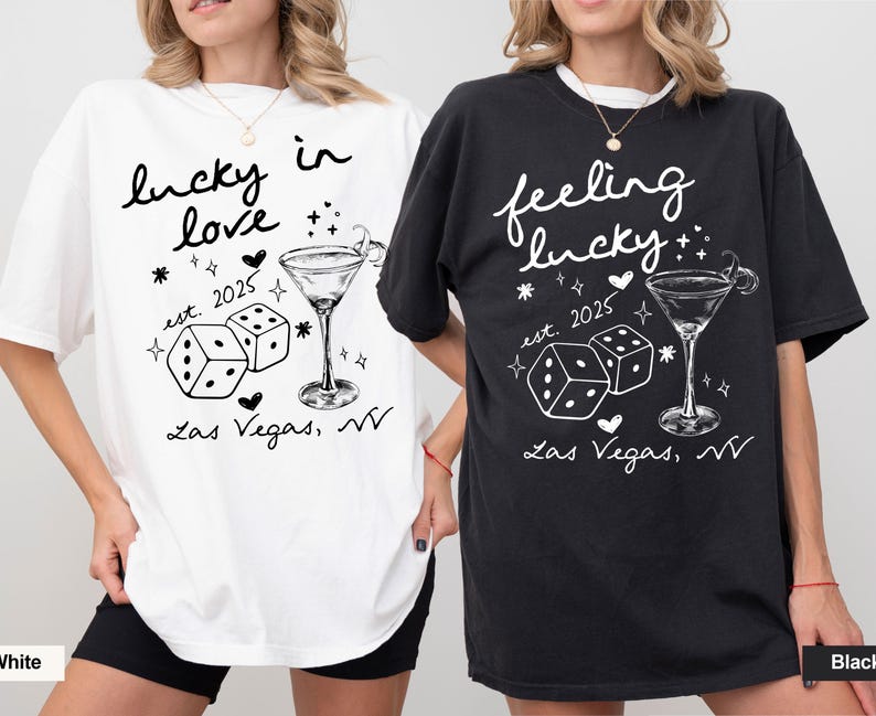Vegas Bachelorette-tröja design, Lucky in Love, kasinotema PNG (digital nedladdning) bild 1