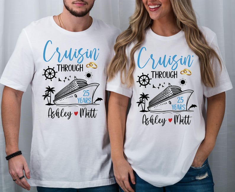 Cruisin Through Years PNG Cruise Anniversary Shirt Couples Vacation Design image 2