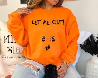 Let Me Out Pregnancy Halloween PNG, Funny Maternity Shirt Design (Digital Download)