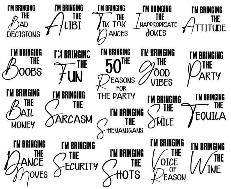 50th Birthday PNG Bundle, Funny Birthday Group Shirts Designs, I’m Bringing The Party image 3