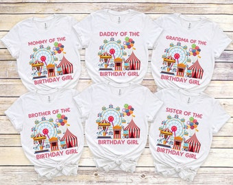 Circus verjaardagsshirt png-bundel, bijpassende familie-T-shirts voor carnaval (digitale download)