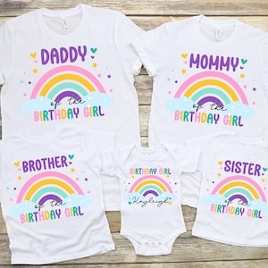 Rainbow Birthday party png, Rainbow Birthday theme, Matching Birthday Family Shirts png, Birthday Girl, Birthday Rainbow Group Birthday png