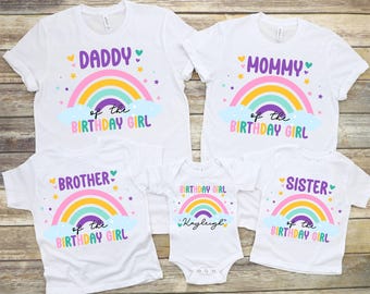 Regenbogen Geburtstag Familie Shirts PNG, Regenbogen Thema (Digitaler Download)