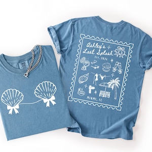 Last Splash bachelorette PNG design with seashell graphics and beach icons, girls trip shirt design with Miami Florida theme