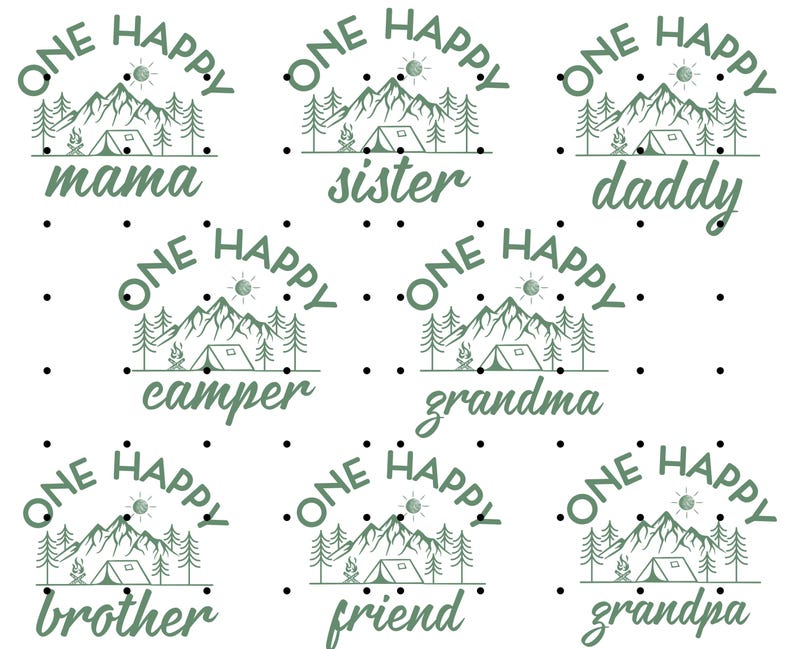 One Happy Camper birthday png,  Family Matching Birthday shirts png, Camping Birthday, Happy Camper, Camp Crew png, Camp Birthday, Camp Squad, 1st birthday png, First Birthday, Camp themed