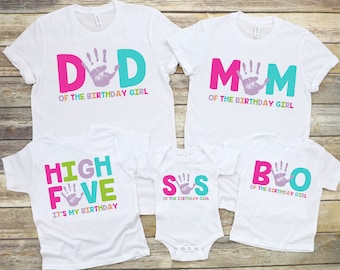 5th Birthday Girl High Five PNG Bundle, Matching Family Shirts (Digital Download)