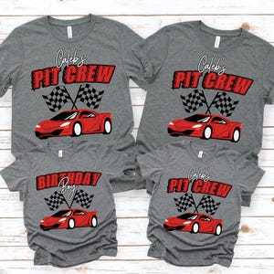 Raceautoverjaardag png, bijpassende shirts png, pitcrew-familie, jongen verjaardagsfeestje, raceautothema verjaardag, eerste verjaardag, verjaardagsploeg