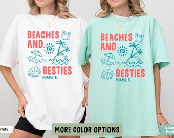Beaches and Besties PNG, Custom Color Girls Trip Design, Beach Vacation Graphic (digital download)
