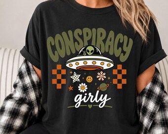 Conspiracy Girly PNG, Alien UFO, Retro Coquette Sublimation, Funny Alien Shirt Design (Digital Download)