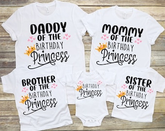 Princess Birthday Family Matching Shirts PNG Bundle (Digital Download)
