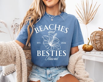 Beaches and Besties Shirt, Custom Girls Trip Beach Vacation Tee