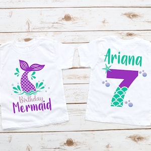 Meerjungfrau Geburtstag Benutzerdefinierte PNG, Geburtstag Meerjungfrau Shirt, personalisiertes Geburtstags Shirt, Mädchen-Geburtstagsparty, Geburtstagskind Shirt, Meerjungfrau Thema