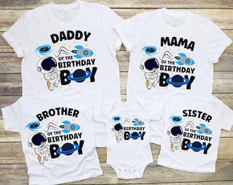 Space Birthday Family Shirts PNG Bundle, Astronaut Rocket Design (Digital Download)