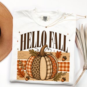 Patchwork Pumpkin Fall PNG, Vintage Autumn Clipart (Digital Download)