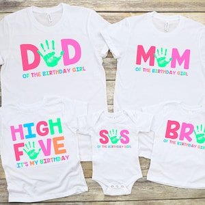 Paquete PNG de choca esos cinco para niña de 5.° cumpleaños, remera para el quinto cumpleaños hecha a mano, fiesta de choca esos cinco, tema de choca esos cinco, PNG de fiesta de cumpleaños de niña, remeras a juego