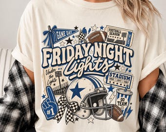 Friday Night Lights Football PNG, Retro Game Day Graphic (Digital Download)