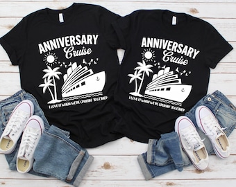Crucero de aniversario PNG, diseño de vacaciones en pareja, camisetas de crucero a juego digitales