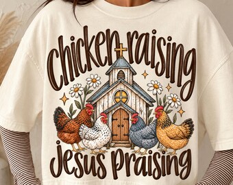 Christian Chicken PNG, Chicken Raising Jesus Design (digital download)