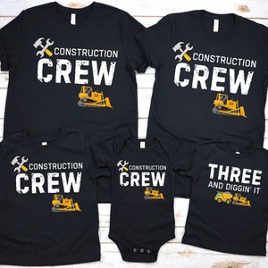 Festa de aniversário da equipe de construção PNG, Three and Diggin' It, camiseta de aniversariante, aniversário de caminhão basculante, aniversário de escavadeira, personalizado, presentes de festa