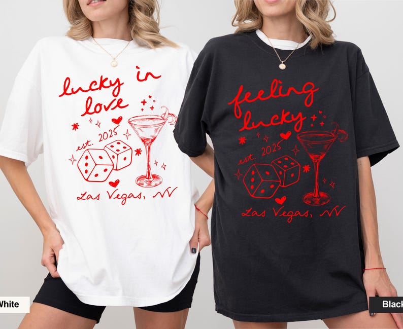 Vegas Bachelorette-tröja design, Lucky in Love, kasinotema PNG (digital nedladdning) bild 2