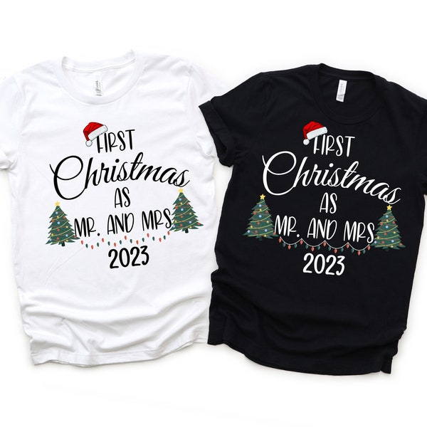 First Christmas As Mr And Mrs 2023 PNG Bundle, Matching Holiday Couples Gift, His and Hers, Christmas Party, Newlyweds, DIY Christmas Shirt
