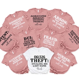 Misdaad vrijgezellenfeest png, grappige shirtontwerpen voor bruidsmeisjesgroep (digitale download)