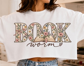 Bookworm PNG, kwiatowy wzór miłośniczki książek do czytania (pobieranie cyfrowe)