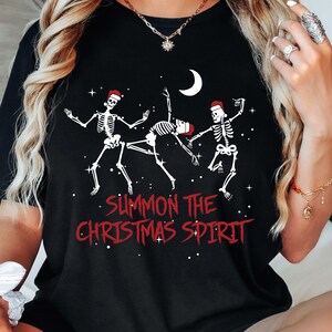 Halloween Christmas Dancing Skeletons PNG, Summon Christmas Spirit, DIY Goth Christmas, Christmas Spirit, Vintage Halloween Xmas Design, Creepy Christmas