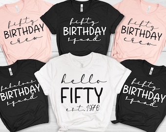 Hello Fifty Birthday PNG, 50th Birthday Crew Shirt Design, Est 1976 Digital