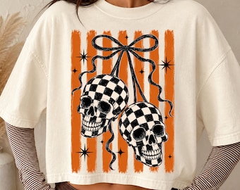 Szachownica czaszki PNG, retro upiorna grafika halloweenowa (pobieranie cyfrowe)