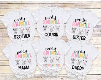 Camisetas de cumpleaños con temática de animales de fiesta: conjuntos de cumpleaños familiares a juego