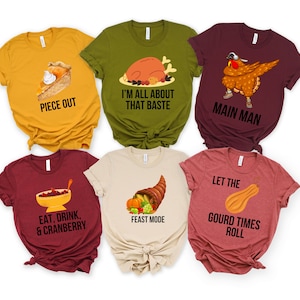 Funny Thanksgiving PNG Bundle, Matching Fall Food Pun Shirts, Friendsgiving Digital Download, Family Turkey Day Shirt Designs