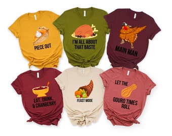 Funny Thanksgiving PNG Bundle, Matching Food Pun Shirt Designs (Digital Download)