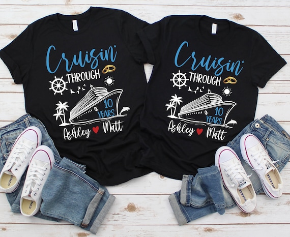 Cruisin Through Years PNG Cruise Anniversary Shirt Couples Vacation Design